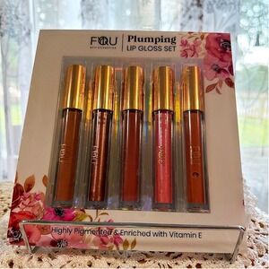 BFY Cosmetics FOU Plumping Lip Gloss Set 5 Piece Vegan Vitamin E - NEW